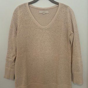 Ann Taylor LOFT Cream Knit Wide-Neck Sweater